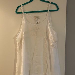 Loralette White Linen Ruffles Dress 3X